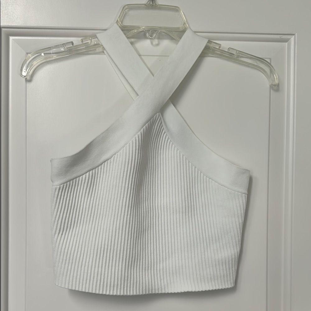 Forever 21 White Ribbed Crop Top